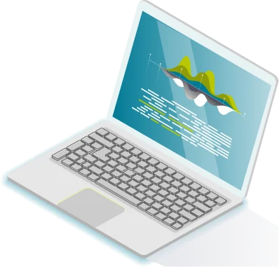 Laptop mit Praxissoftware am Arbeitsplatz