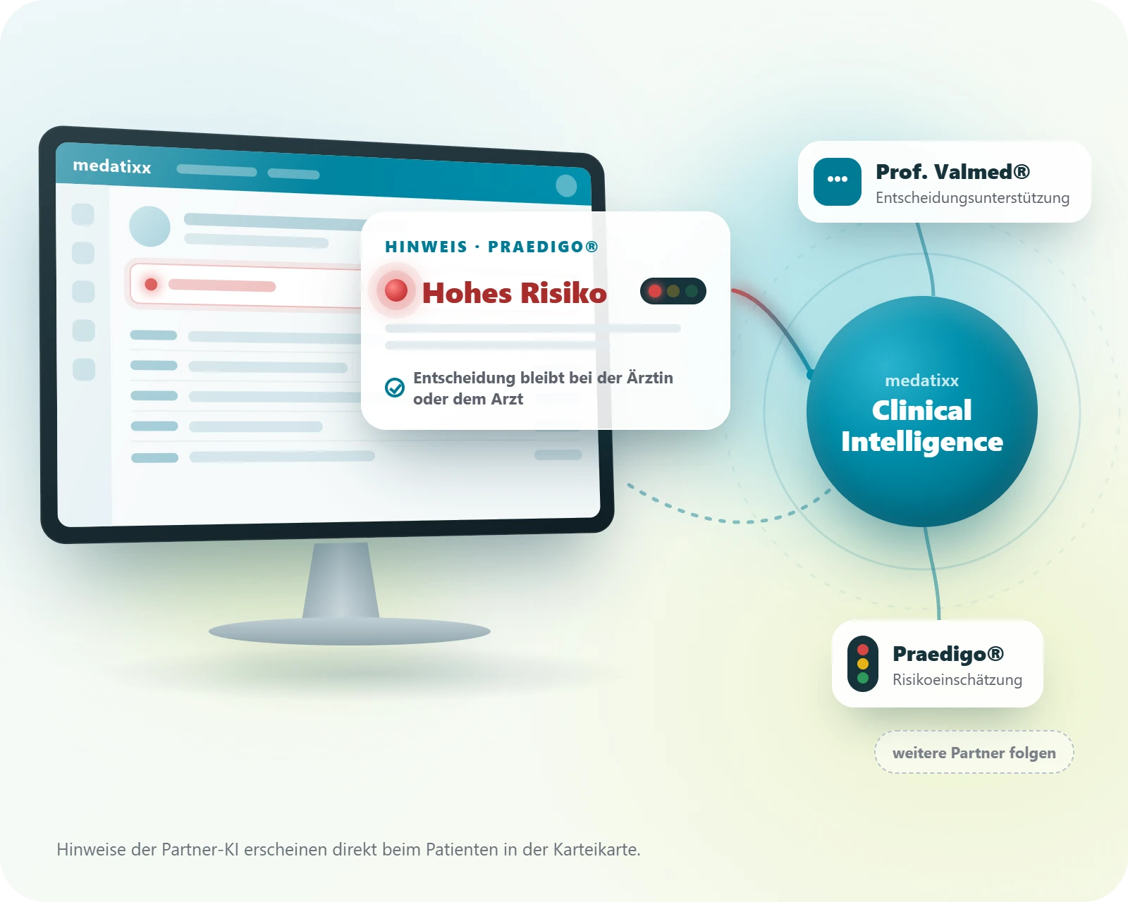 Clinical Intelligence: Hinweise der Partner-KI erscheinen direkt in der medatixx-Karteikarte