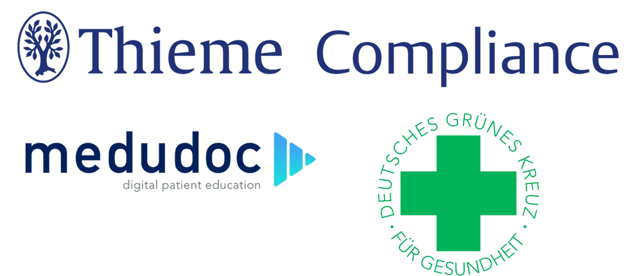 Aufklärungsinhalte in Simpleprax: Thieme Compliance, medudoc, Deutsches Grünes Kreuz